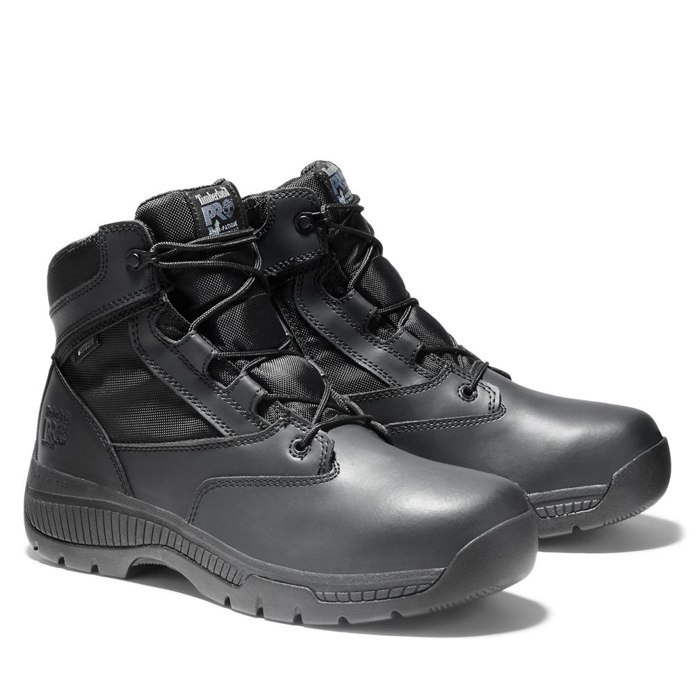 Bocanci Pro Timberland Barbati Negrii - Valor™ Duty 6\" Side-Zip Soft Toe - Romania - QEMKND021